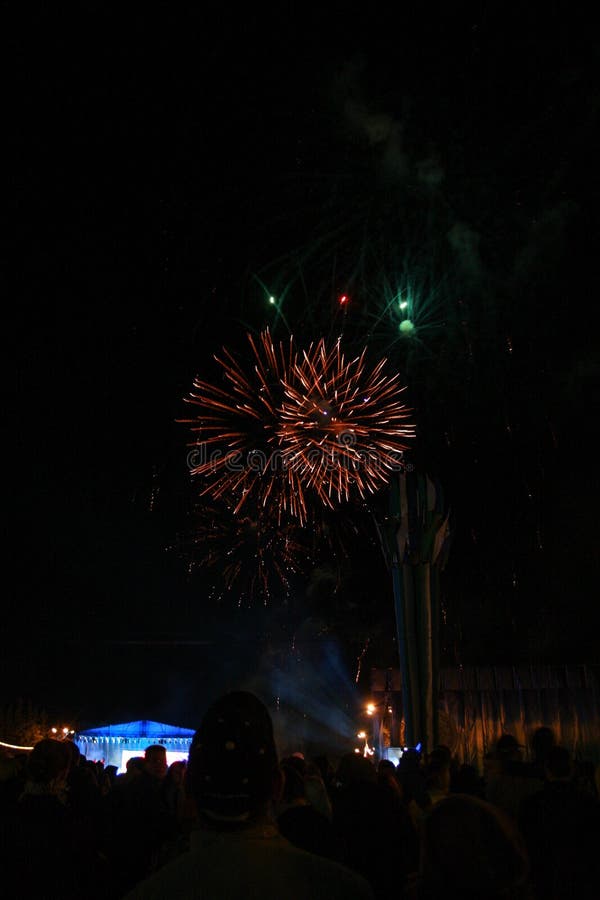 Beautiful fireworks. light up the sky, celebration fireworks stock photo