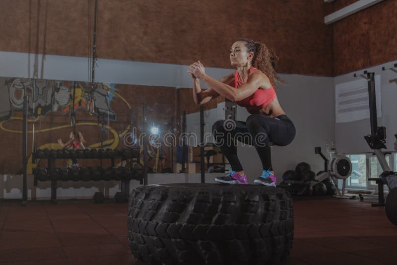 Beautiful Fit Crossfit Woman Exercising Stock Image - Image of