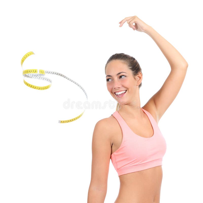 Woman Holding Measuring Tape Around Waist Stock Photo - Image of fitness,  isolated: 24331200