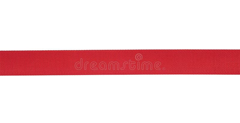 Beautiful flat red silk ribbon isolated on white background. Gift ribbon