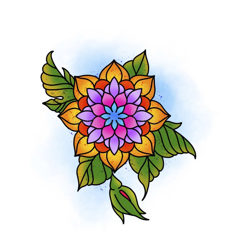 Beautiful flower mandala. stock illustration. Illustration of arabic