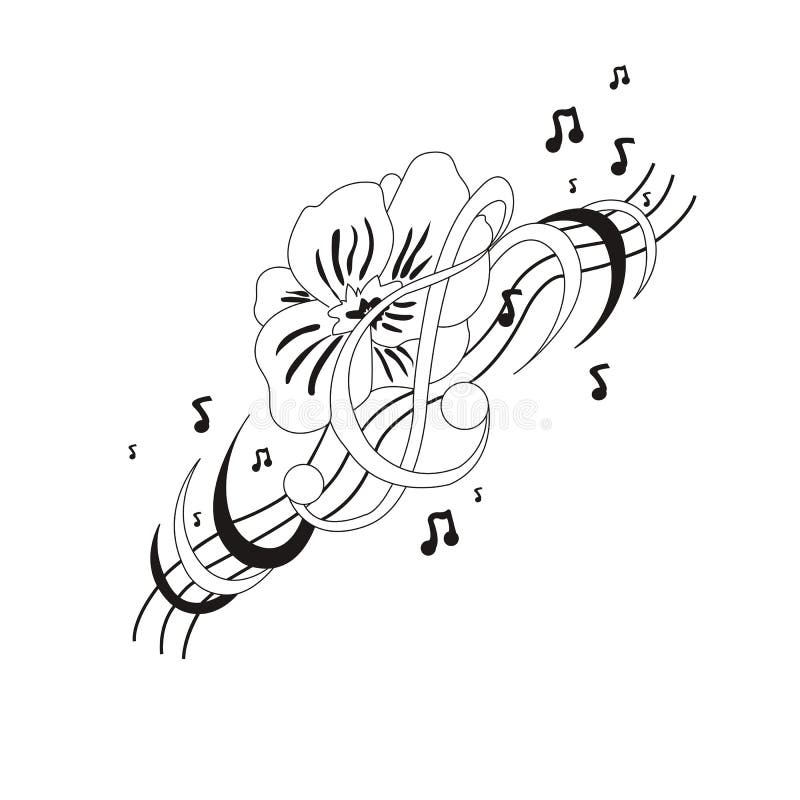 Beautiful flower with notes. Music of the soul. Vector illustration vector illustration Beautiful flower with notes. Music of the soul. Vector illustration vector illustration