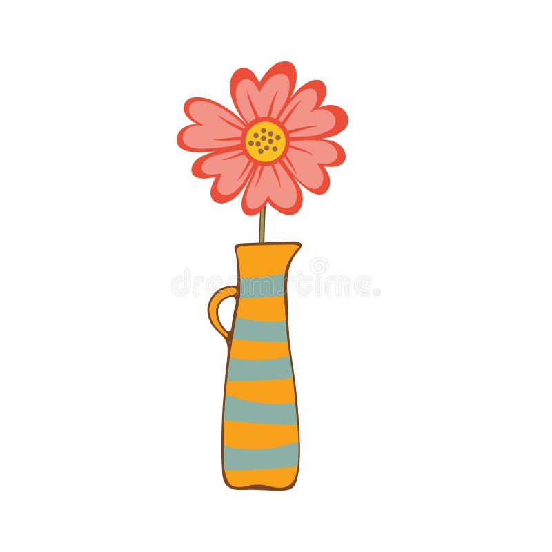 Beautiful flower in a vase stock vector. Illustration of collection