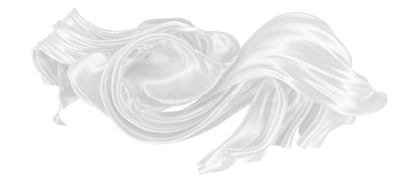 Beautiful flowing fabric of white wavy silk or satin. 3d rendering image royalty free illustration