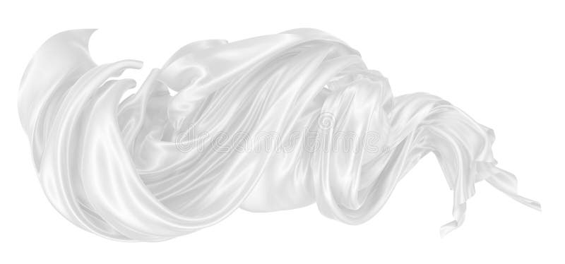 Beautiful flowing fabric of white wavy silk or satin. 3d rendering image vector illustration