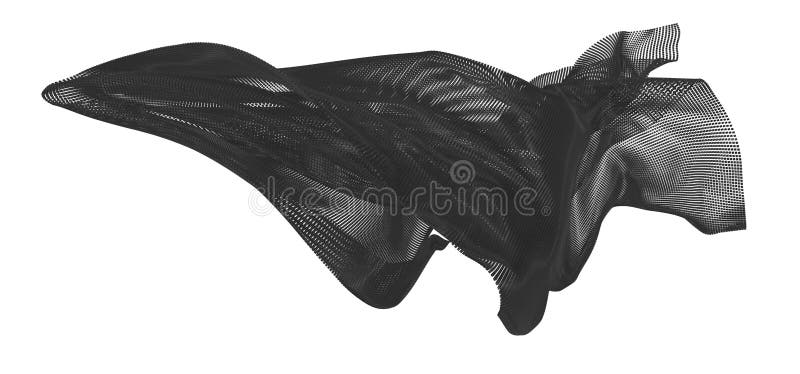 Beautiful flowing colored particles. Black wavy shape made of small cubes. 3D rendering image vector illustration