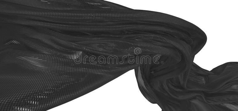 Beautiful flowing colored particles. Black wavy shape made of small cubes. 3D rendering image stock illustration