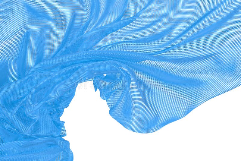 Beautiful flowing colored particles. blue wavy shape made of small cubes. 3D rendering image vector illustration