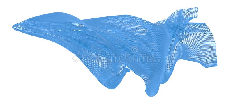 Beautiful flowing colored particles. blue wavy shape made of small cubes. 3D rendering image royalty free illustration