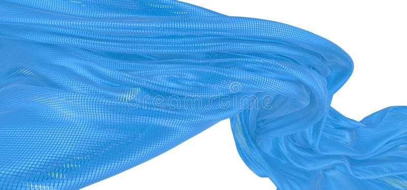 Beautiful flowing colored particles. blue wavy shape made of small cubes. 3D rendering image stock illustration