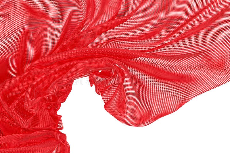 Beautiful flowing colored particles. Red wavy shape made of small cubes. 3D rendering image vector illustration