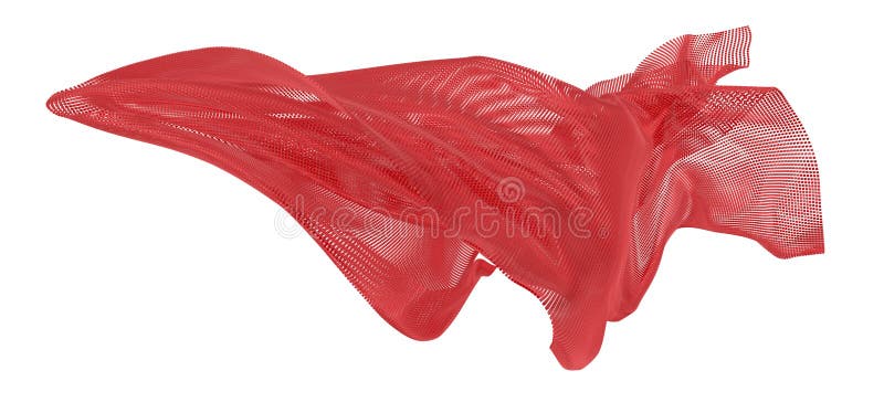 Beautiful flowing colored particles. Red wavy shape made of small cubes. 3D rendering image stock illustration