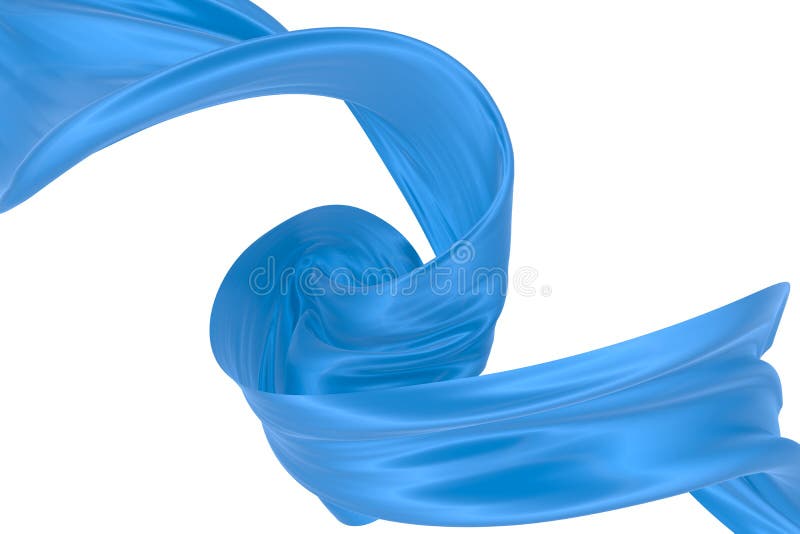 Beautiful flowing fabric of blue wavy silk or satin. 3d rendering image vector illustration