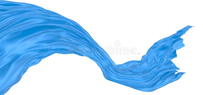 Beautiful flowing fabric of blue wavy silk or satin. 3d rendering image royalty free illustration