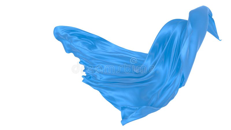 Beautiful flowing fabric of blue wavy silk or satin. 3d rendering image vector illustration