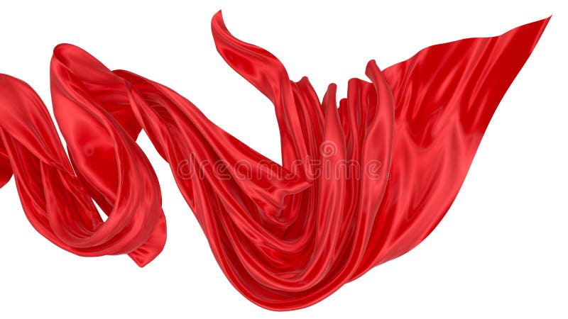 Beautiful flowing fabric of red wavy silk or satin. 3d rendering image vector illustration
