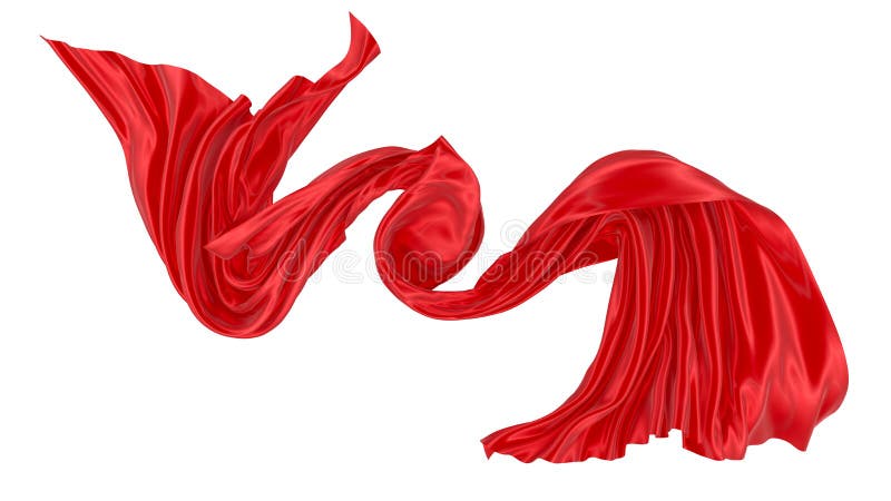 Beautiful flowing fabric of red wavy silk or satin. 3d rendering image vector illustration