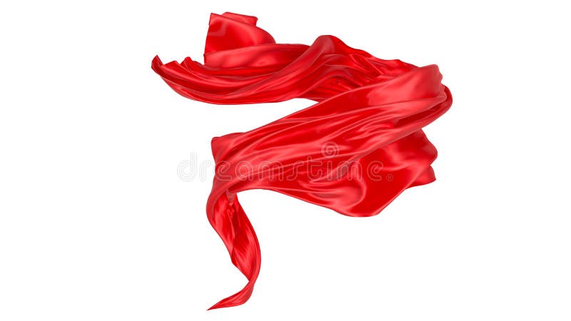 Beautiful flowing fabric of red wavy silk or satin. 3d rendering image vector illustration