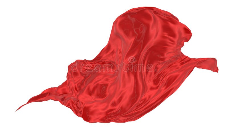 Beautiful Flowing Fabric of Red Wavy Silk or Satin. 3d Rendering Image ...
