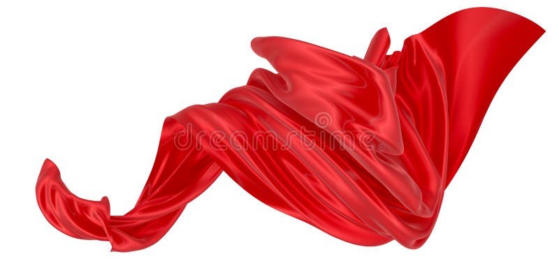 Beautiful flowing fabric of red wavy silk or satin. 3d rendering image. vector illustration