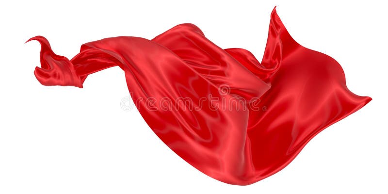 Beautiful flowing fabric of red wavy silk or satin. 3d rendering image. vector illustration