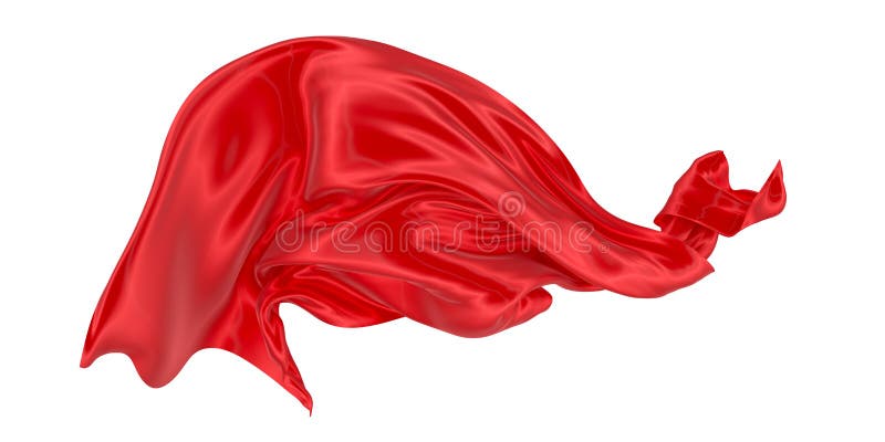 Beautiful flowing fabric of red wavy silk or satin. 3d rendering image. stock illustration