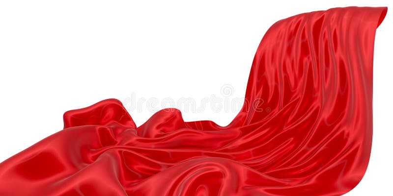 Beautiful flowing fabric of red wavy silk or satin. 3d rendering image. royalty free illustration