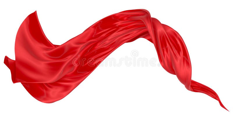 Beautiful flowing fabric of red wavy silk or satin. 3d rendering image. stock illustration