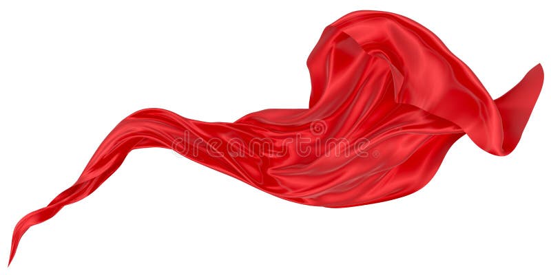Beautiful flowing fabric of red wavy silk or satin. 3d rendering image vector illustration