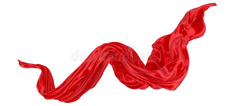 Beautiful flowing fabric of red wavy silk or satin. 3d rendering image royalty free illustration