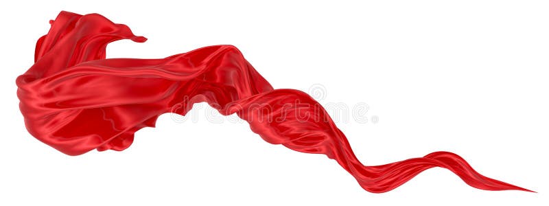 Beautiful flowing fabric of red wavy silk or satin. 3d rendering image vector illustration