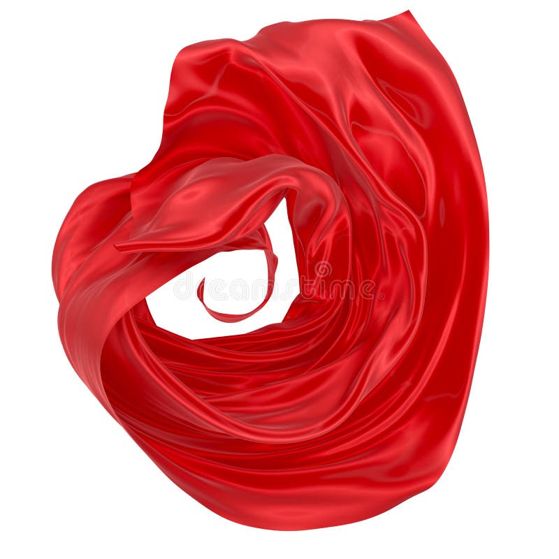 Beautiful flowing fabric of red wavy silk or satin. 3d rendering image stock illustration