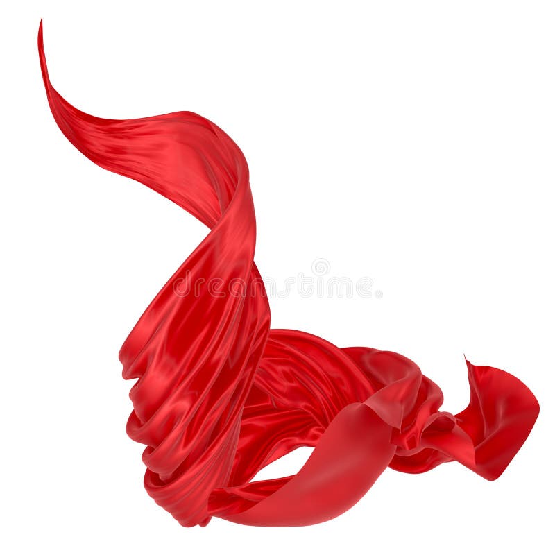Beautiful flowing fabric of red wavy silk or satin. 3d rendering image vector illustration