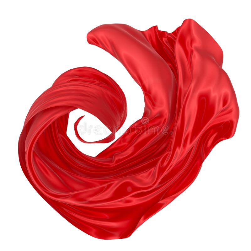 Beautiful flowing fabric of red wavy silk or satin. 3d rendering image vector illustration