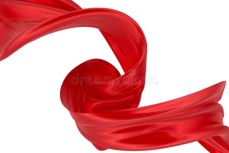 Beautiful flowing fabric of red wavy silk or satin. 3d rendering image vector illustration