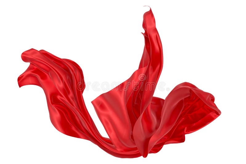 Beautiful flowing fabric of red wavy silk or satin. 3d rendering image royalty free illustration