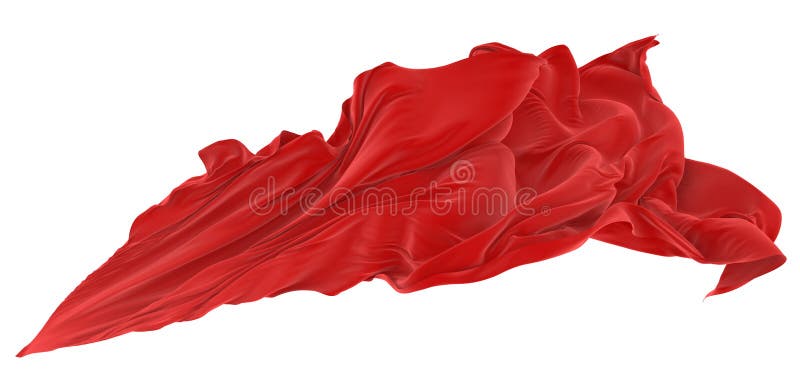 Beautiful flowing fabric of red wavy silk or satin. 3d rendering image stock illustration