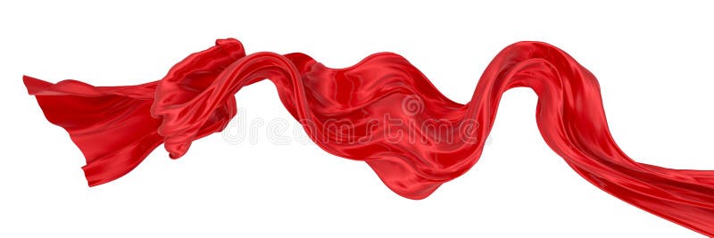 Beautiful Flowing Fabric Of Red Wavy Silk Or Satin. 3d Rendering Image ...