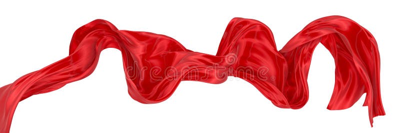 Beautiful flowing fabric of red wavy silk or satin. 3d rendering image royalty free illustration