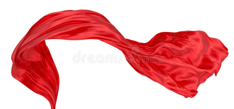 Beautiful flowing fabric of red wavy silk or satin. 3d rendering image stock illustration