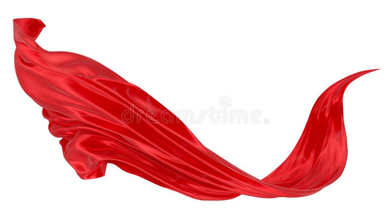 Beautiful flowing fabric of red wavy silk or satin. 3d rendering image vector illustration