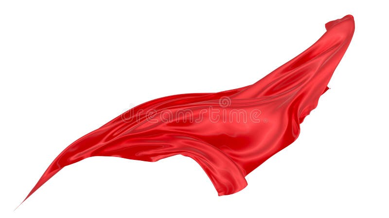 Beautiful flowing fabric of red wavy silk or satin. 3d rendering image stock illustration