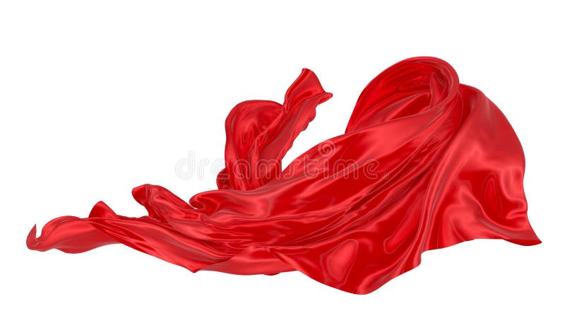 Beautiful flowing fabric of red wavy silk or satin. 3d rendering image stock illustration