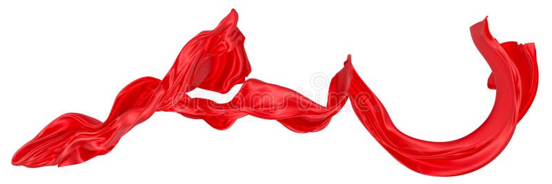 Beautiful flowing fabric of red wavy silk or satin. 3d rendering image. vector illustration