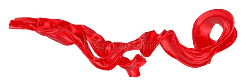 Beautiful flowing fabric of red wavy silk or satin. 3d rendering image. royalty free illustration