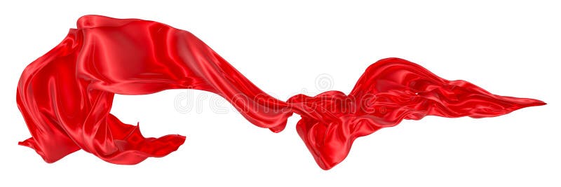 Beautiful flowing fabric of red wavy silk or satin. 3d rendering image. vector illustration