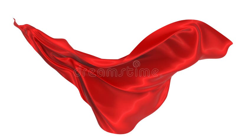 Beautiful flowing fabric of red wavy silk or satin. 3d rendering image. royalty free illustration