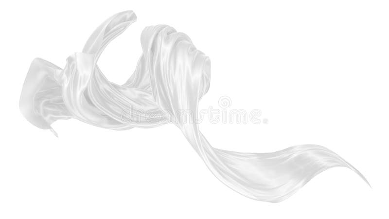 Beautiful flowing fabric of white wavy silk or satin. 3d rendering image royalty free illustration