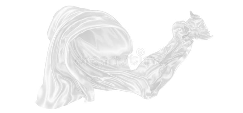 Beautiful flowing fabric of white wavy silk or satin. 3d rendering image royalty free illustration