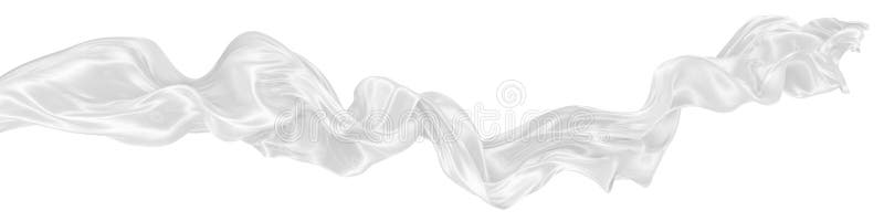 Beautiful flowing fabric of white wavy silk or satin. 3d rendering image stock illustration